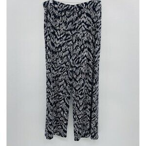 Style & Co Womens Size Medium Printed Pull On Stretch Knit Wide Leg Pants Black